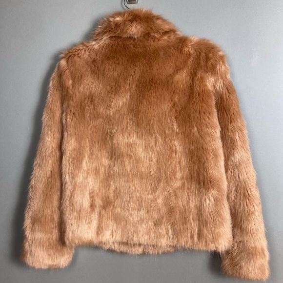 LPA Faux fur coat rose gold brown camel color plush zip up extra small Revolve - Picture 7 of 12